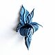 A small brooch on the lapel is a flower made of leather Naiv blue heavenly. Stick pin. De-Si-Re. My Livemaster. Фото №4