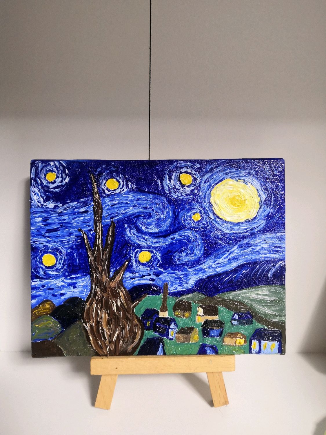 Миниатюра картины Звёздная ночь Ван Гога купить в интернет-магазине Ярмарка  Мастеров по цене 500 ₽ – Q6KPERU | Картины, Новомосковск - доставка по  России