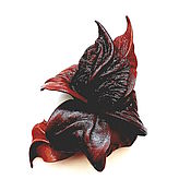 Украшения handmade. Livemaster - original item Brooch leaves small flower made of leather Canyon brown brown. Handmade.