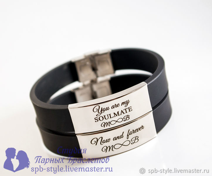 Парные браслеты для влюбленных с гравировкой в интернет-магазине ЯрмаркаМастеров по цене 1950 ₽ – 8E6SDRU