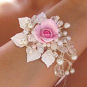 Свадебное колье с белой розой