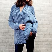 Джемпер темно-синего цвета 50-52 размера из 100% шерсти