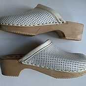 Винтаж handmade. Livemaster - original item Shoes vintage clogs Clogs 37.5 -38 Italy shoes on a wooden block. Handmade.
