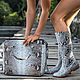 Boots genuine Python leather. Leather boots with Python, High Boots, Denpasar,  Фото №1