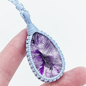 Украшения handmade. Livemaster - original item Blue Purple Amethyst Pendant Natural Stone Cord Pendant. Handmade.
