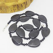 Работы для детей, handmade. Livemaster - original item Black Highland beads (49 cm, basanite, obsidian). Handmade.