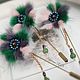 Brooch-needle made of mink fur and stones 'Fairy flower', Stick pin, Moscow,  Фото №1