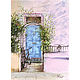 Солнечный день картина, Крылечко дома, Голубая дверь, Картины, Москва,  Фото №1