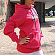 Pink hoodie for women, bright hoodie with a fluffy hood. Sweater Jackets. Lara (EnigmaStyle). My Livemaster. Фото №6