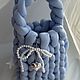 Сумка вязаная из трубчатой пряжи Shani blue. Сумка-мешок. Nini-handmade-bags. Ярмарка Мастеров.  Фото №4