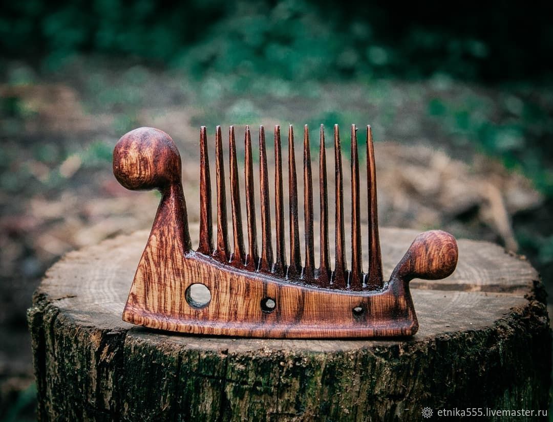 Wooden Comb for Hair and Beard Drakkar, Combs, Belaya Cerkov,  Фото №1