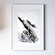 Картина абстрактная черно-белая акрил 25х35 см, Картины, Москва,  Фото №1