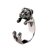 Серебряное кольцо Такса, ручная работа из серии животные