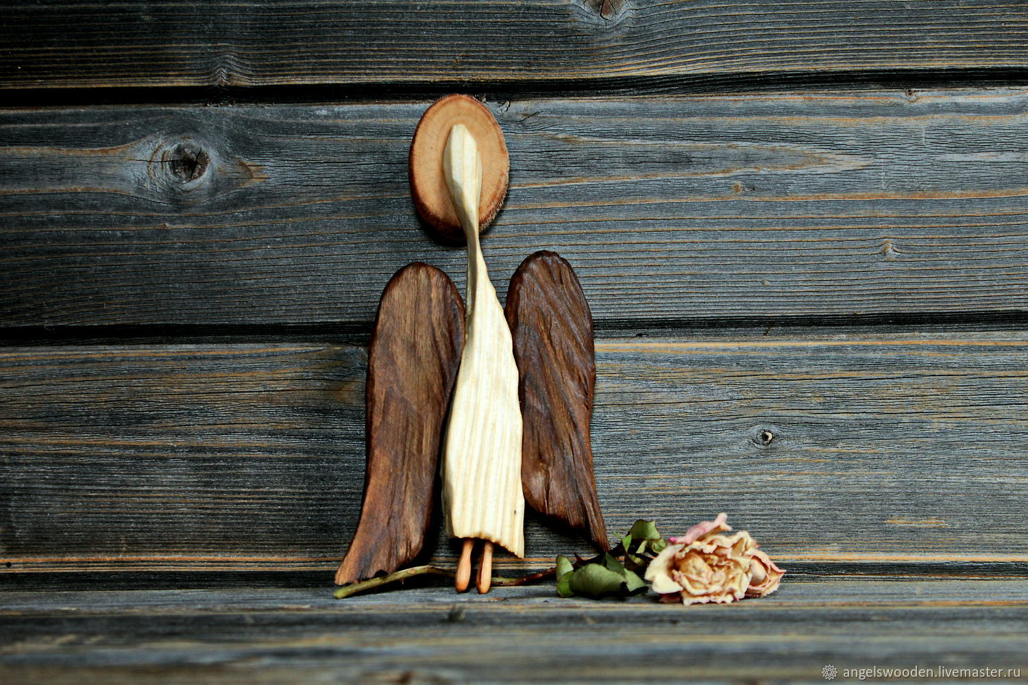 Statuette.Guardian angel of a girl's heart.Wooden figure. в интернет-м...