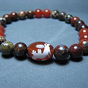 Украшения handmade. Livemaster - original item Carnelian bracelet, leopard Jasper and JI Dragon. Handmade.