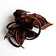 Brooch flower leather Orchid Dark Canyon brown dark warm. Brooches. De-Si-Re. My Livemaster. Фото №4
