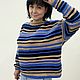 Заказать Джемпер вязаный полосатый в сине-бежевом цвете. Knitwear by Elena Doroshina. Ярмарка Мастеров. . Джемперы Фото №3