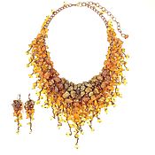 Украшения handmade. Livemaster - original item Necklace and earrings made of raw natural amber amber Parfait. Handmade.