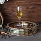 Round tray in the form of cut barrels made of pine 'Wine tradition', Trays, ,  Фото №1