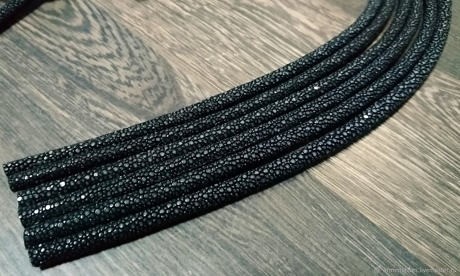 Cords, made of polished Stingray leather, in dark grey!, Cords, Tosno,  Фото №1