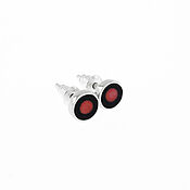 Украшения handmade. Livemaster - original item Stud earrings. Red coral and black enamel. Silver earrings. Handmade.