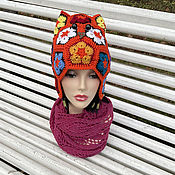 Аксессуары handmade. Livemaster - original item Caps: Orange owl hat for women (merino wool). Handmade.
