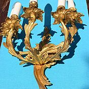 Винтаж handmade. Livemaster - original item Antique wall - mounted five - horn lamp .France.. Handmade.