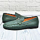 Order Men's loafers, made of genuine ostrich leather, in dark green color!. SHOES&BAGS. Livemaster. . Loafers Фото №3