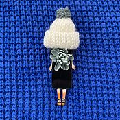 Украшения handmade. Livemaster - original item Brooch-girl in the hat. Handmade.