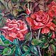 Scarlet roses oil painting on canvas with stretcher, Pictures, Azov,  Фото №1