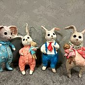 Сувениры и подарки handmade. Livemaster - original item Christmas toys kids bunnies and mouse. Handmade.