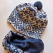Аксессуары handmade. Livemaster - original item Winter men`s hat Blue snowflakes 197. Handmade.