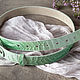 Pale green leather belt. Straps. Two Starlings. My Livemaster. Фото №6