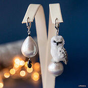 Украшения handmade. Livemaster - original item Earrings with a polar owl 