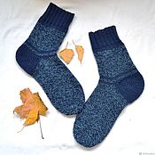 Аксессуары handmade. Livemaster - original item Knitted socks, Aviator 41-42 size,blue men`s elite wool. Handmade.