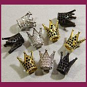 Материалы для творчества handmade. Livemaster - original item Beads connector Crown with cubic Zirconia 13h8 mm, PCs.. Handmade.