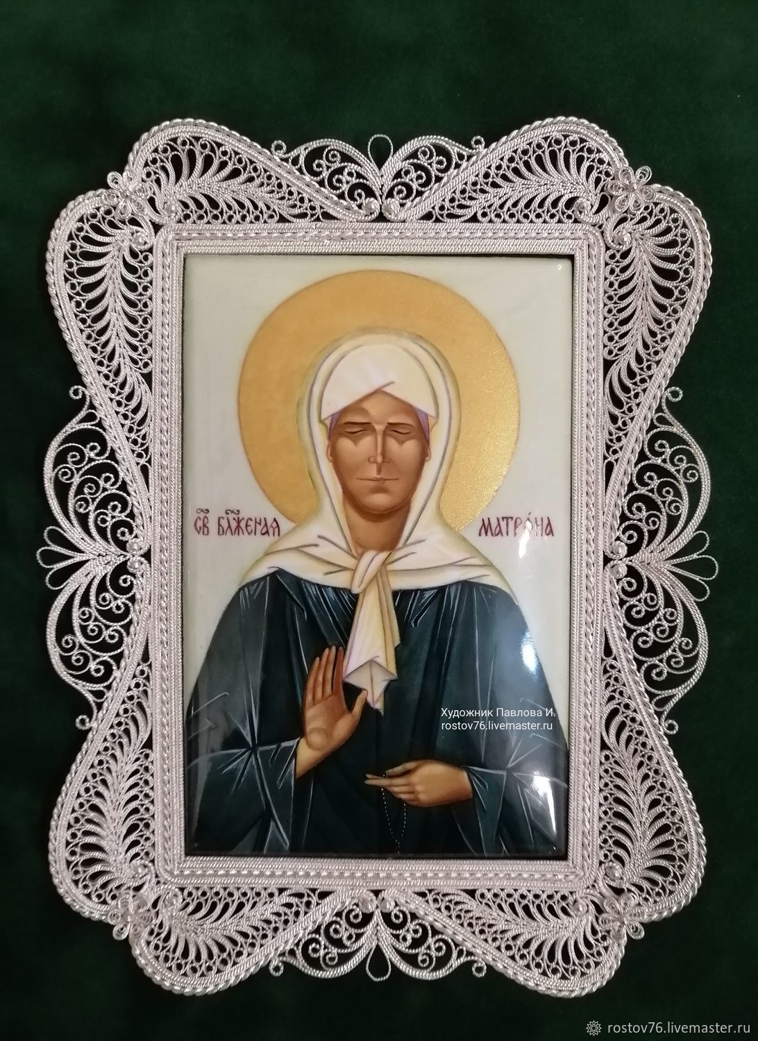 Икона,, Святая Матрона" финифть в интернет-магазине Ярмарка Мастеров по ...
