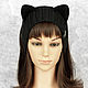 Headband with Cat ears knitted hair Black. Bandage. Space Cat Knitting. My Livemaster. Фото №4