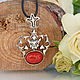 Geghard pendant made of 925 sterling silver with coral BS0045. Pendant. Sunny Silver. My Livemaster. Фото №5