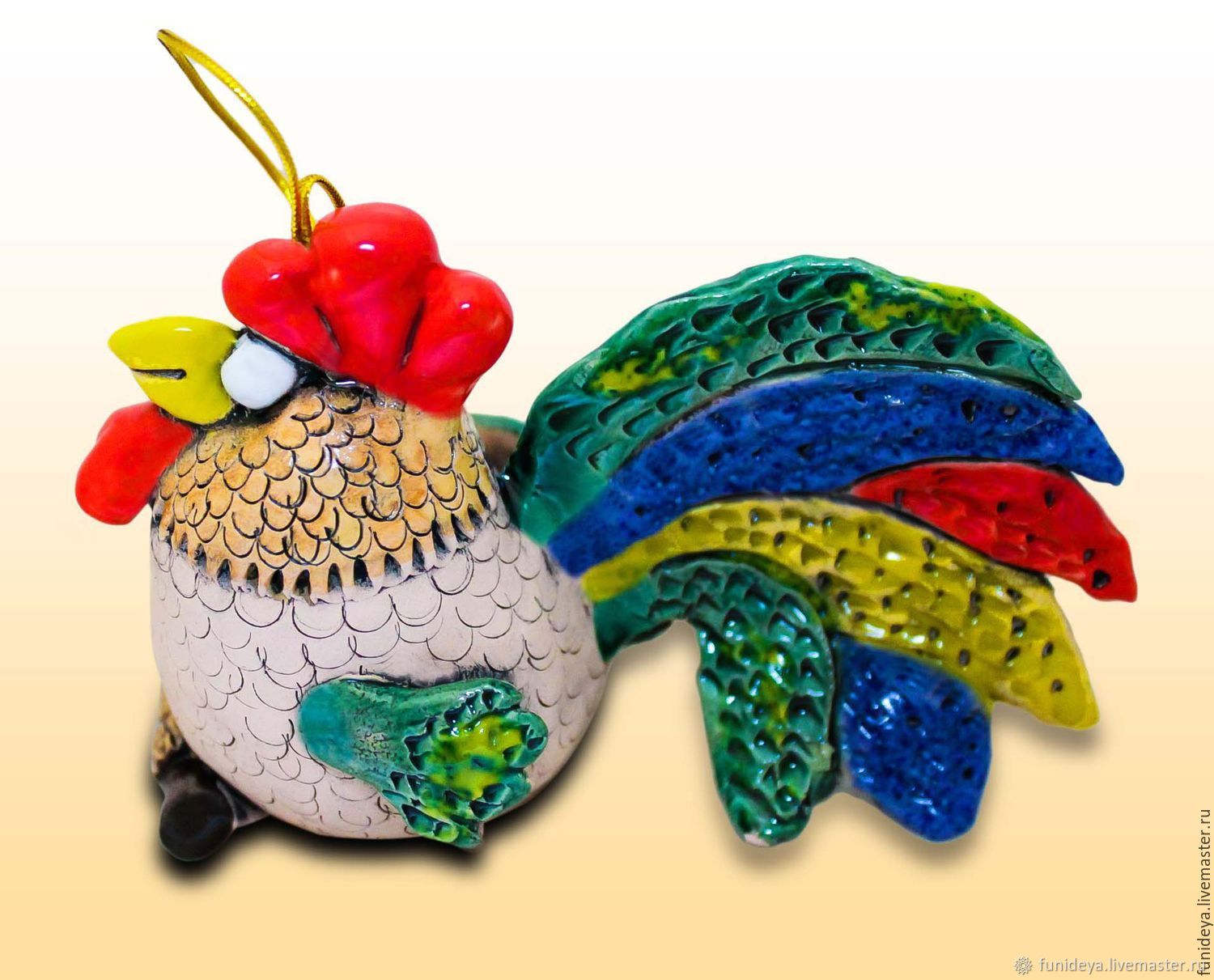 Петух, керамический колокольчик. Петух символ 2017 года. Петух из глин ...