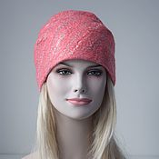Аксессуары handmade. Livemaster - original item Felted women`s hat.Warm Wool Felted beanie Coral Hat. Handmade.