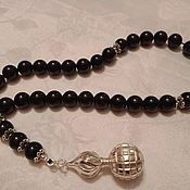 Фен-шуй и эзотерика handmade. Livemaster - original item Rosary made of black agate 33 beads with a pendant Grenada in 925 silver. Handmade.