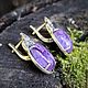 Серьги с натуральным чароитом в серебре. Серьги классические. JewelryStudioGem. Ярмарка Мастеров.  Фото №4