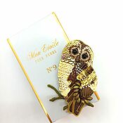 Украшения handmade. Livemaster - original item Glamorous Owl Brooch Embroidered Sequins Beads Gold. Handmade.