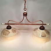 Для дома и интерьера handmade. Livemaster - original item Ceramic chandelier with two lamps and a copper frame. Handmade.