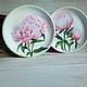 'Ball peony' Set of two decorative plates in vintage style, country. Children\'s tableware. botanica-m. My Livemaster. Фото №4