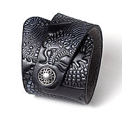 Украшения handmade. Livemaster - original item Black Leather Cuff Bracelet. Handmade.