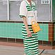 Фактурный трикотаж Missoni в полоску. Цвет изумрудный зелёный/молочный. Ткани. Mariteks  Итальянские  ткани. Интернет-магазин Ярмарка Мастеров.  Фото №2
