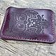 Картхолдер Совушка из натуральной кожи бордовый. Картхолдер. Iron Arm Leatherworks (Екатерина). Ярмарка Мастеров.  Фото №4