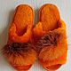 Sheepskin Slippers open orange, Slippers, Moscow,  Фото №1